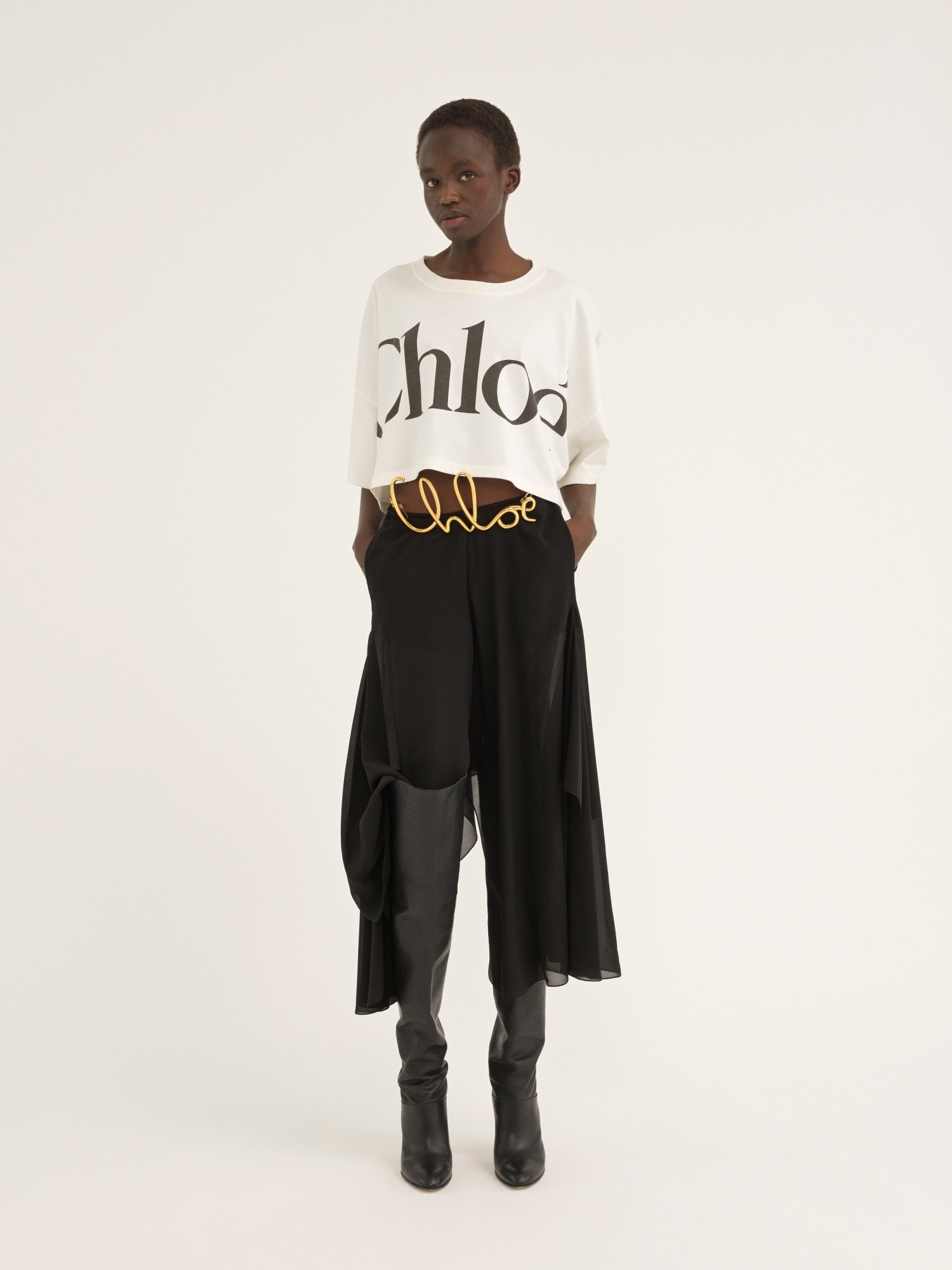 Chloé Flowing Silk Georgette Trousers In Black