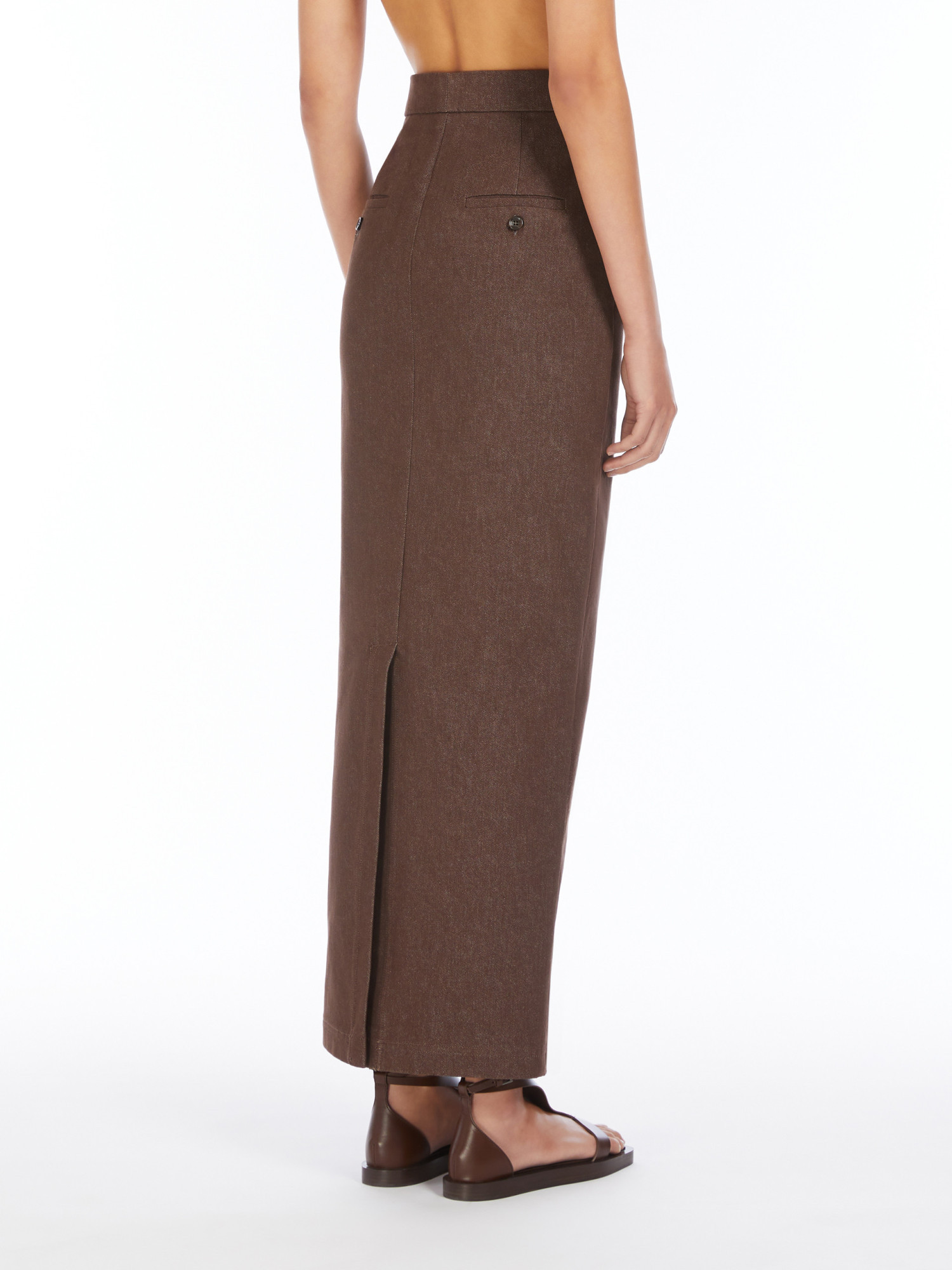 Max Mara Maxi Denim Skirt In Brown