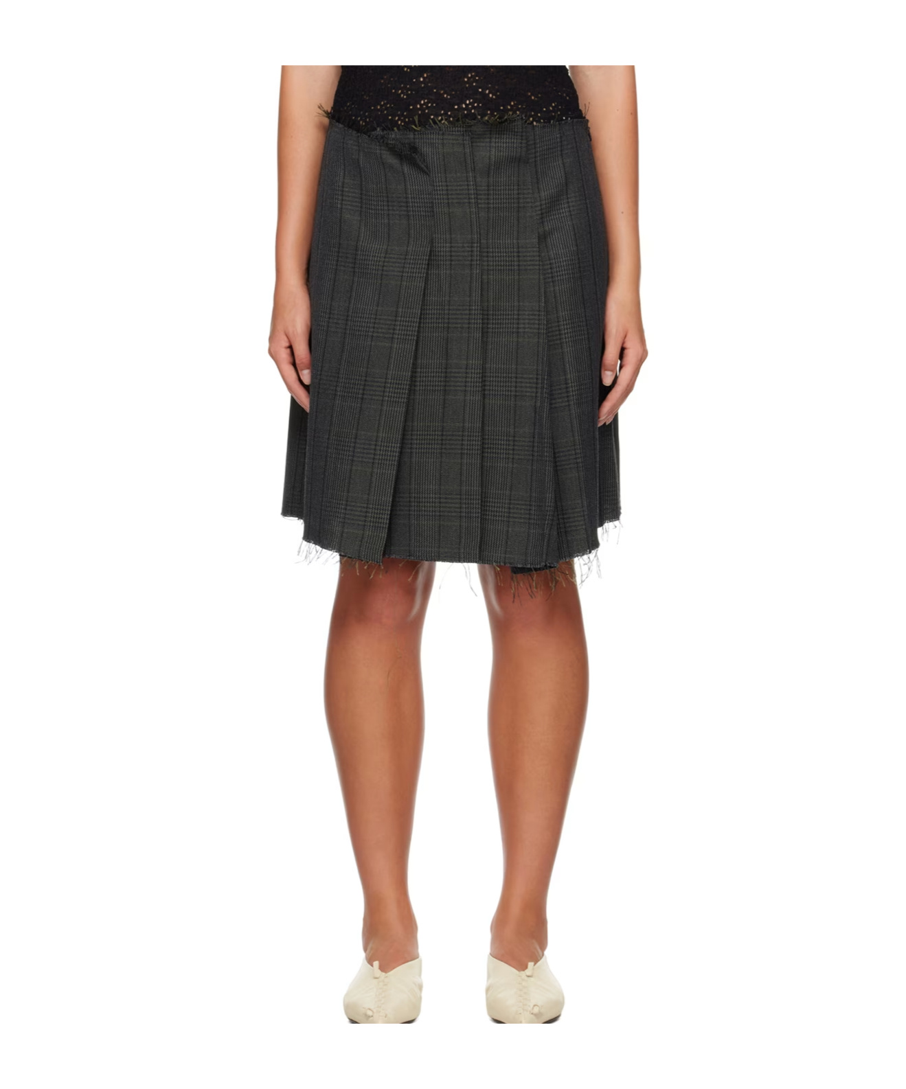 Song For The Mute Gray Pleated Miniskirt In Black