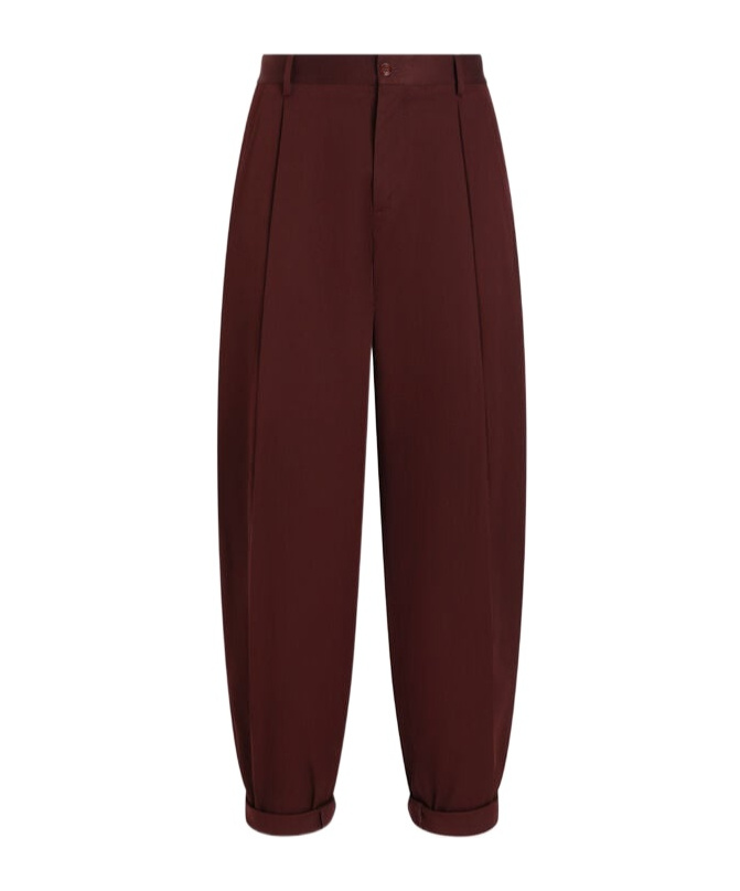Dolce & Gabbana Folded-edge Trousers In Brown