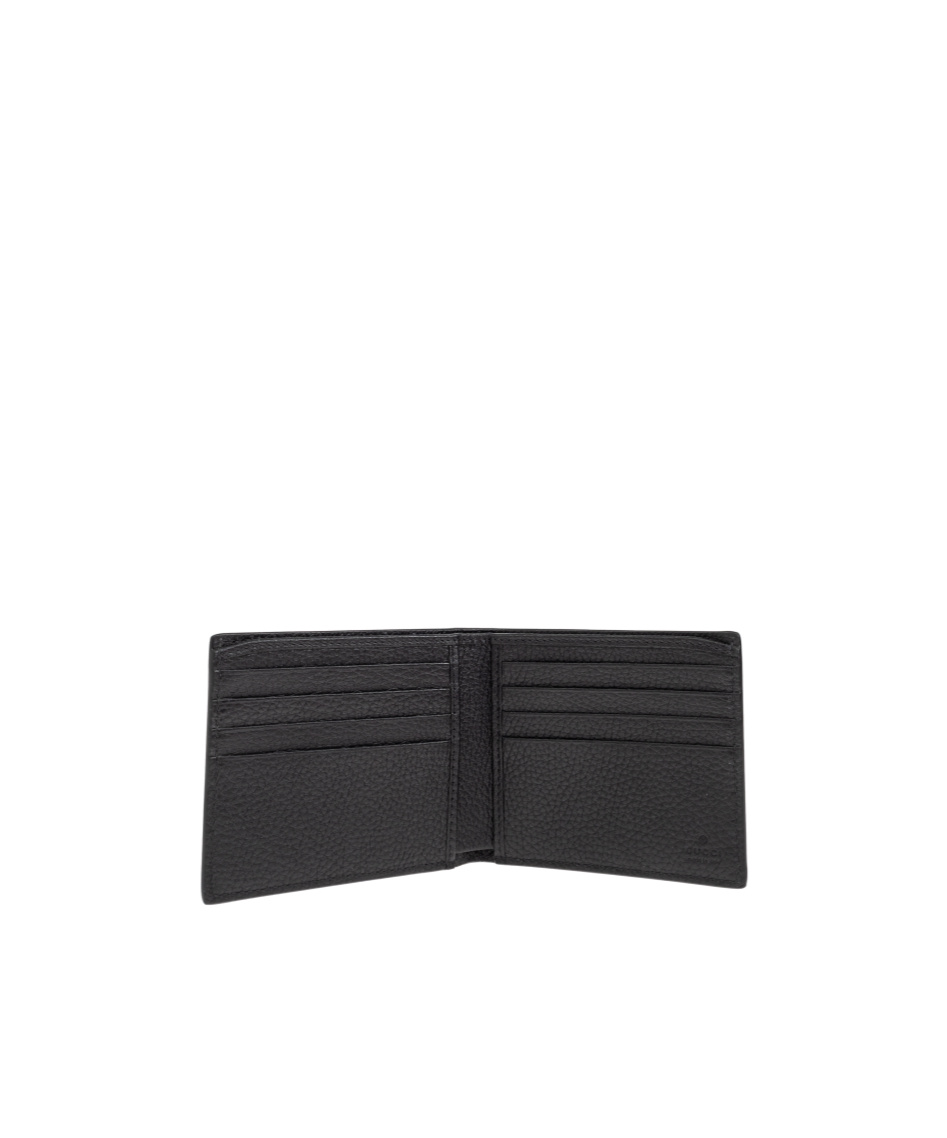 Gucci Black Bi-fold Wallet In Grained Leather Men In Black