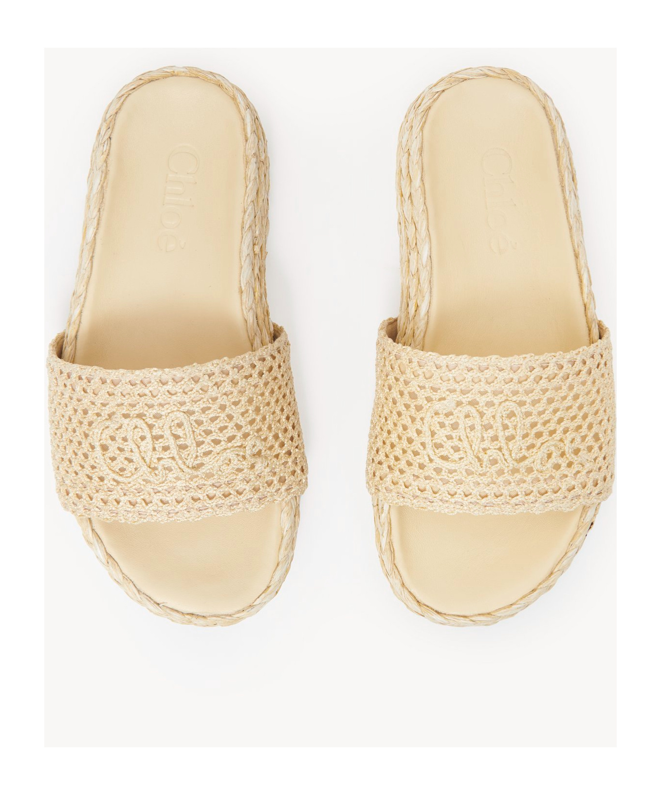 Chloé Isla Slide Brown Size 3 100% Polyamide In Natural Brown