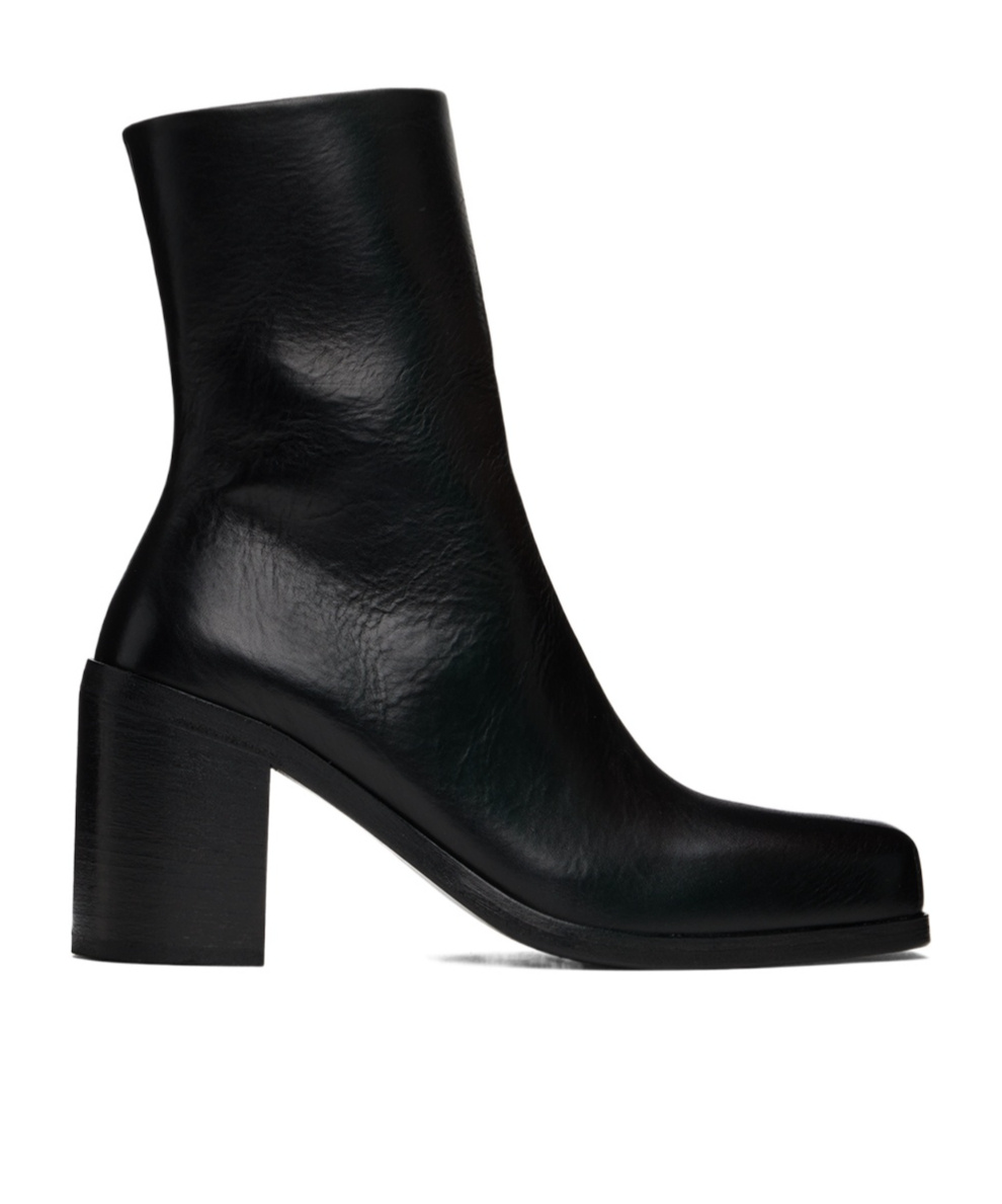 Shop Marsèll Square-toed Zipper Short Boots In Black