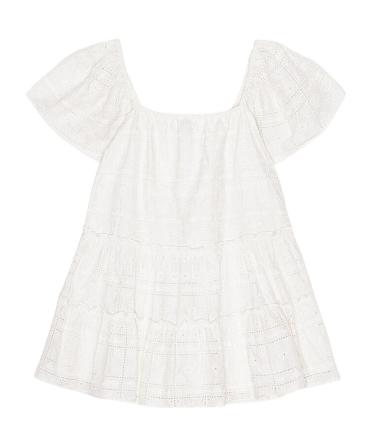 Ganni White Broderie Anglaise Layer Dress In White