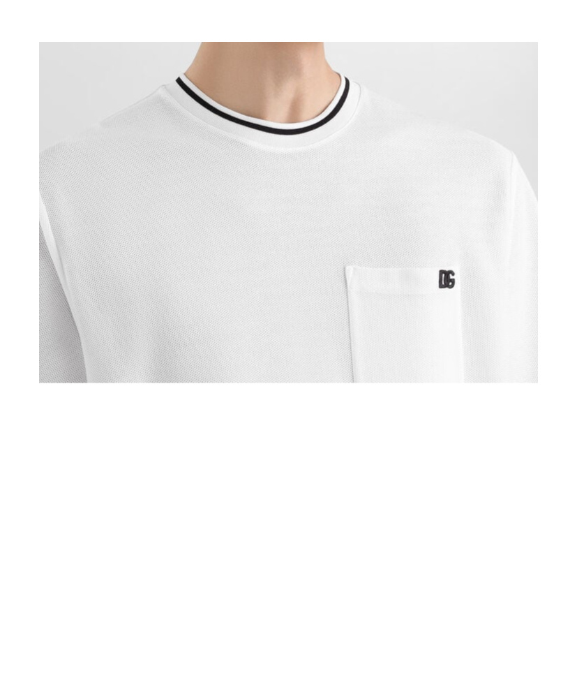 Dolce & Gabbana White Crewneck T-shirt With Logo Embroidery On The Front