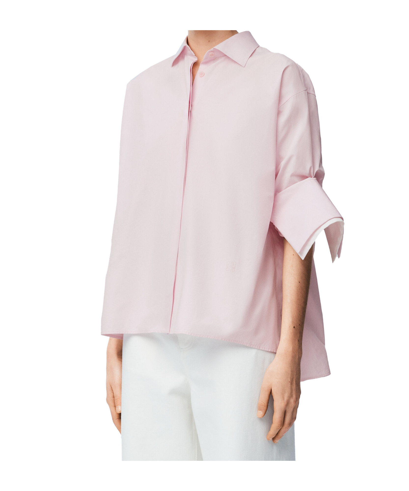 Loewe Womens Baby Light Pink Turn-up Long-sleeve Cotton-poplin Shirt In Purple