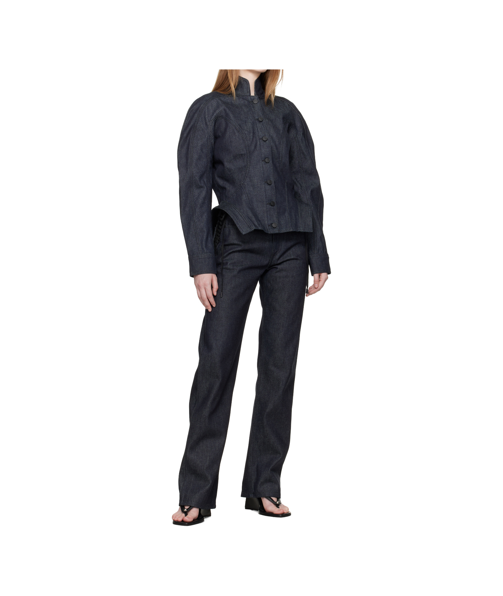 Mugler Lace-up Straight Jeans In Black