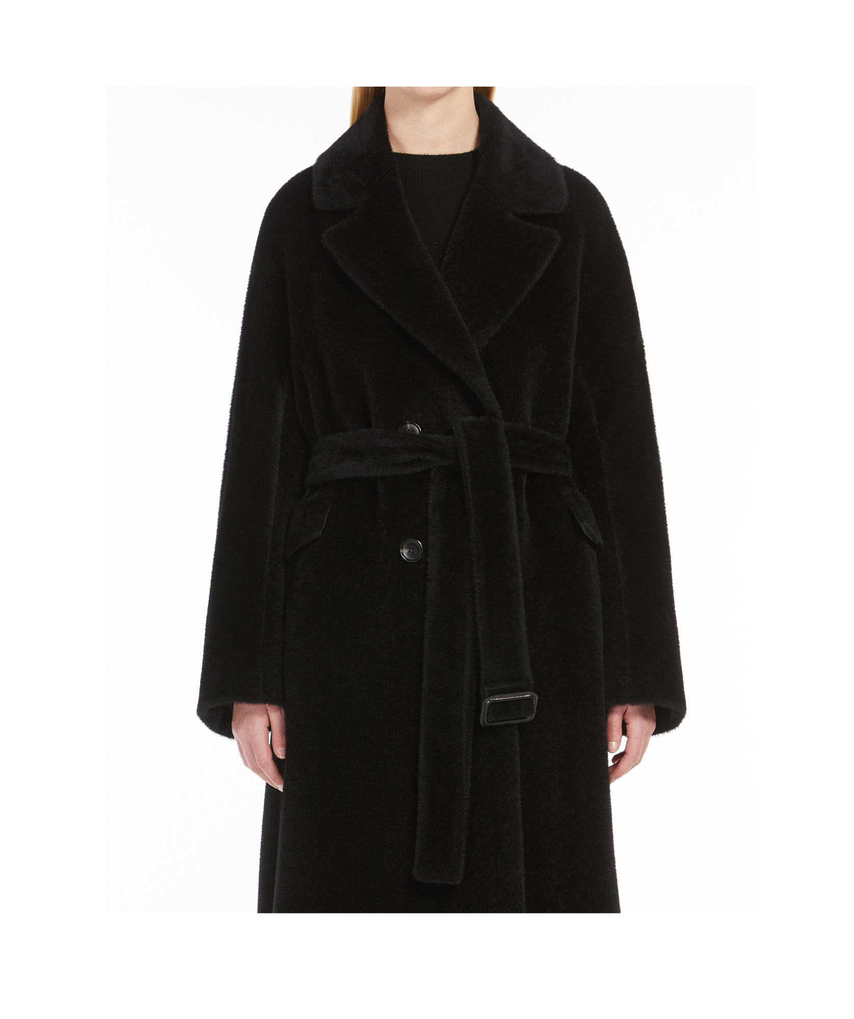 Max Mara Double-breasted Alpaca And Wool Coat In Black