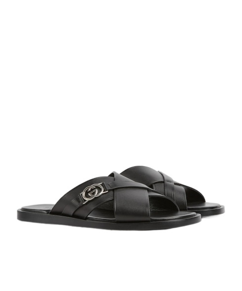 Gucci Leather Slides In Black