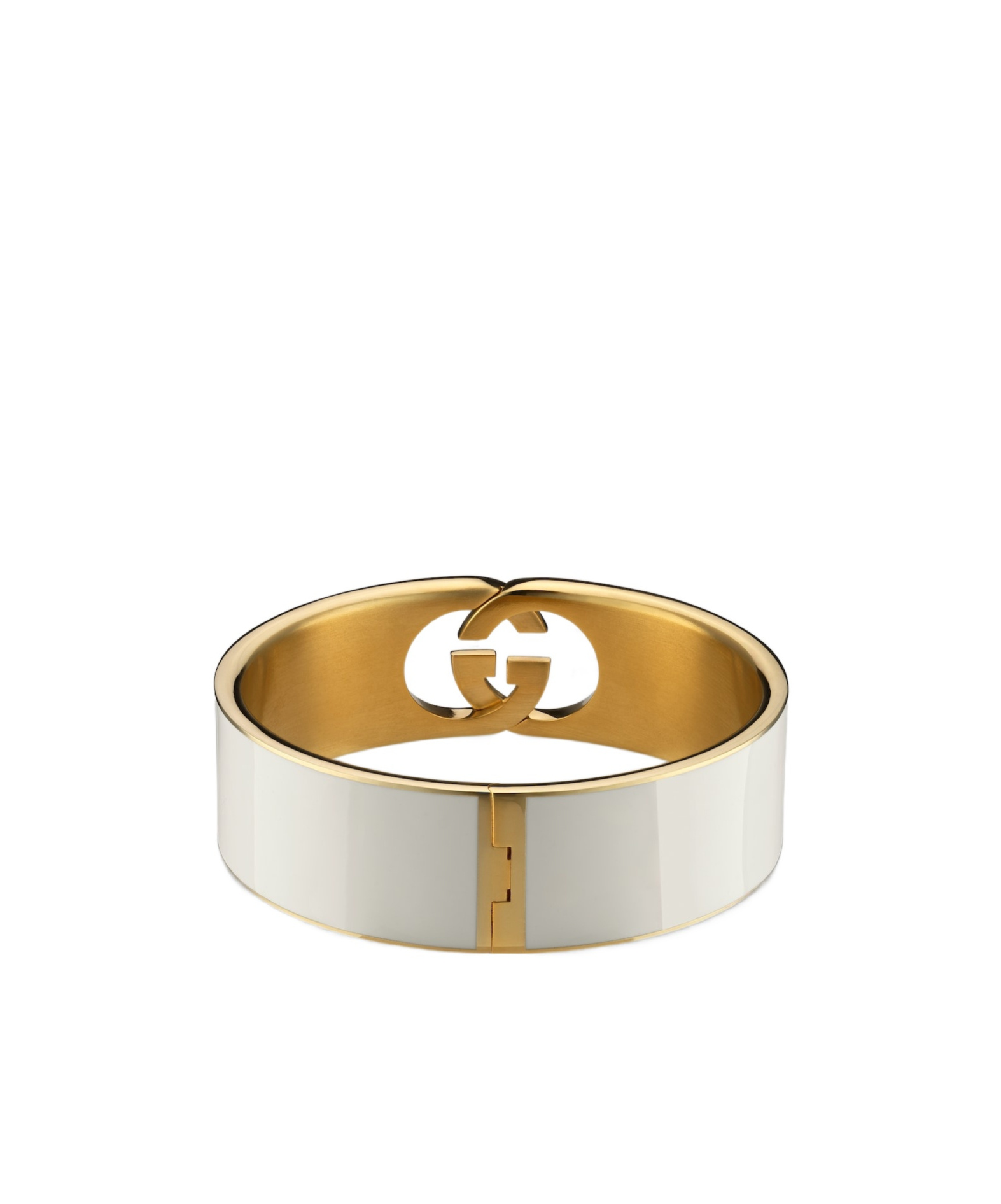 Gucci Interlocking Enamel Cuff Bracelet In White