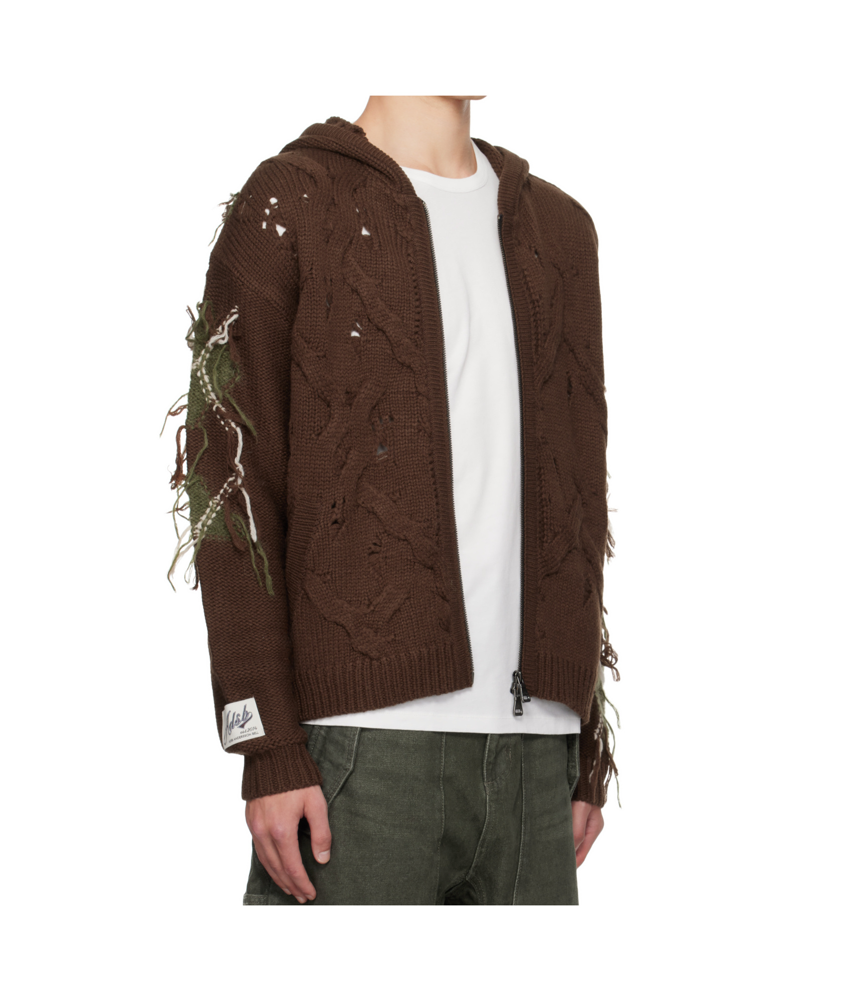 Andersson Bell Brown Argyle Fisherman Zip-up Hoodie In Brown
