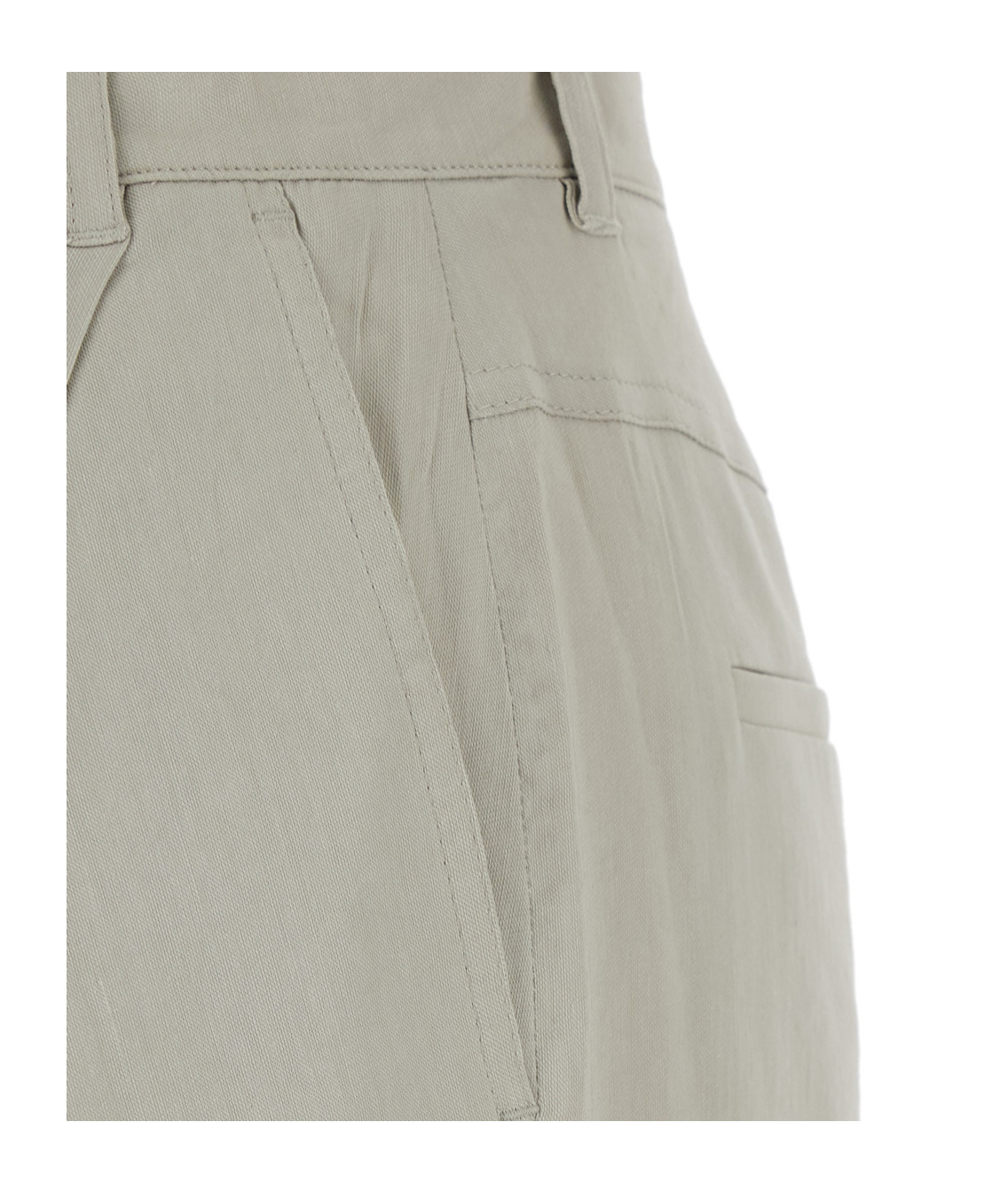 Low Classic Green Palazzo Pants With Front Pences In Cotton Blend Woman In Green