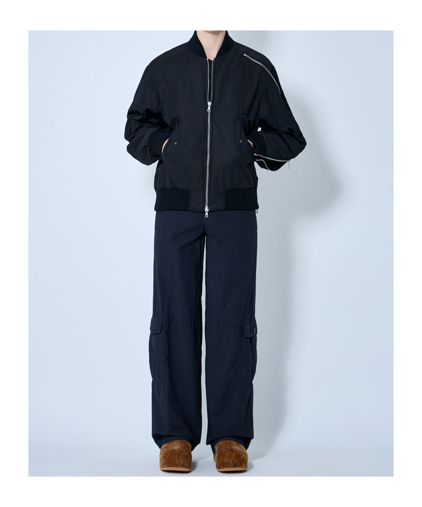 Dries Van Noten Men Nylon Bomber Jacket In Blue