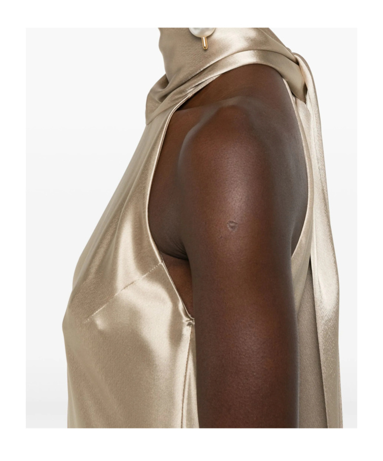 Shop Galvan Sleeveless Off-shoulder Dress In Nude