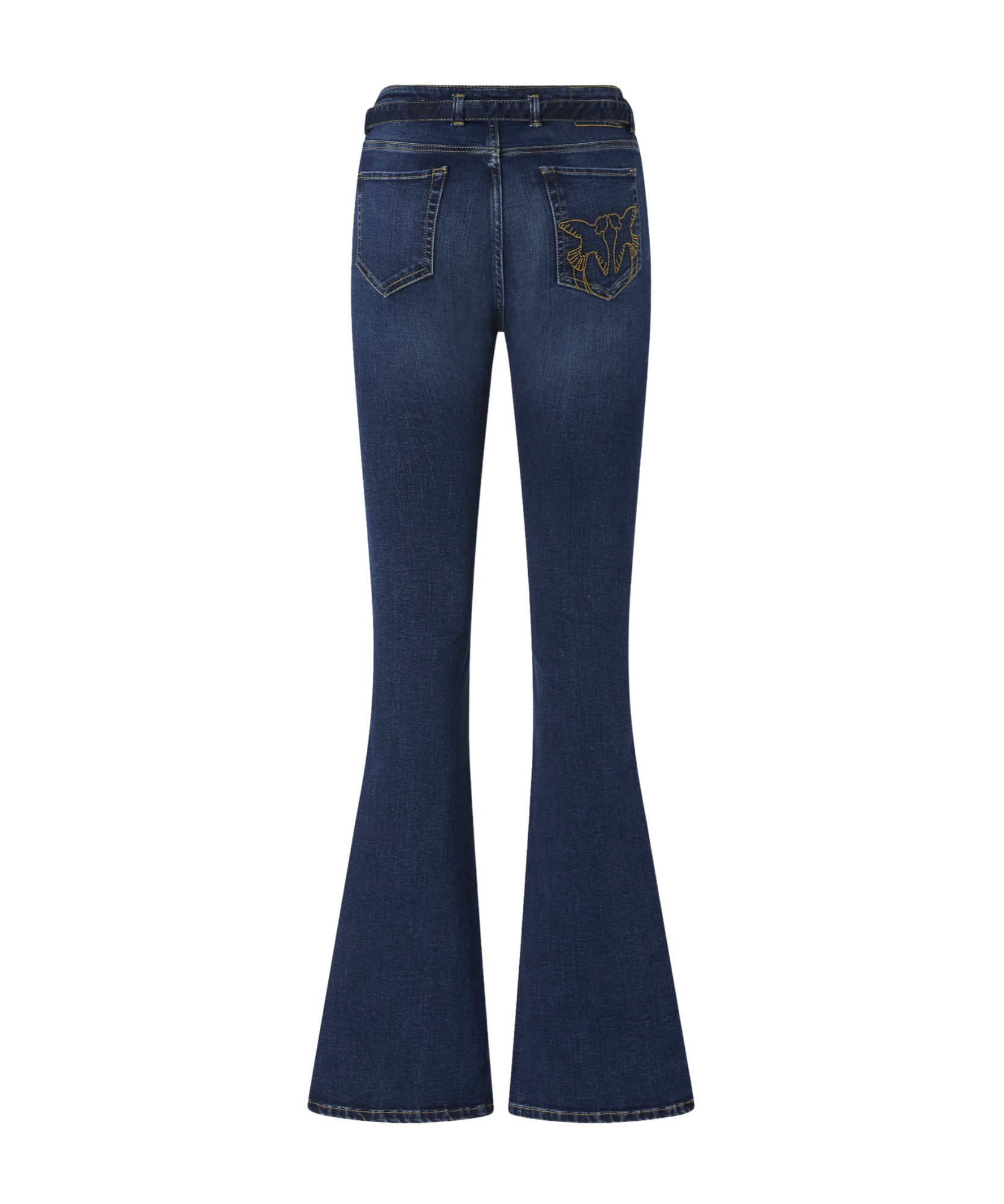 Pinko Flared Power Stretch Denim Jeans In Blue