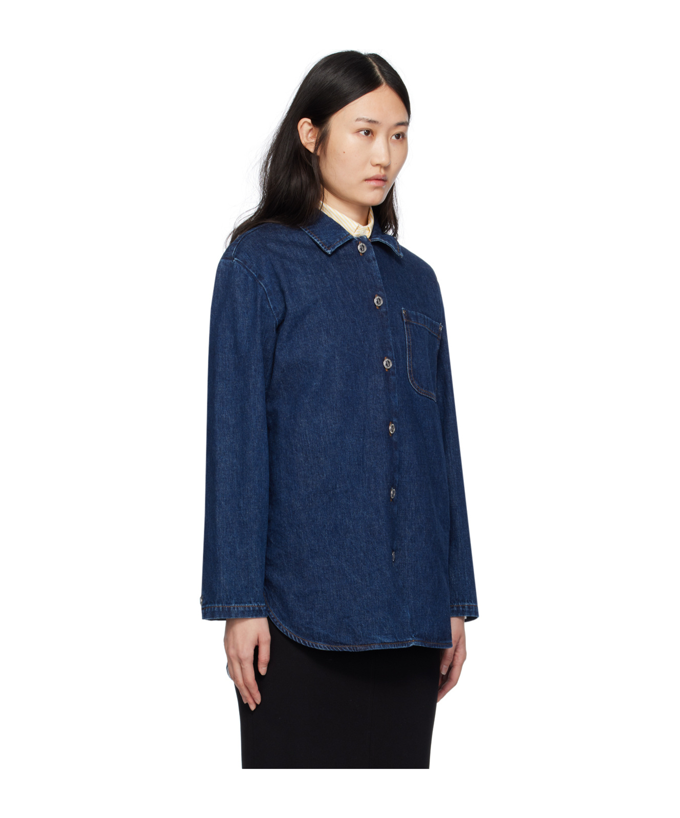 APC LAPEL LONG-SLEEVED DENIM COAT