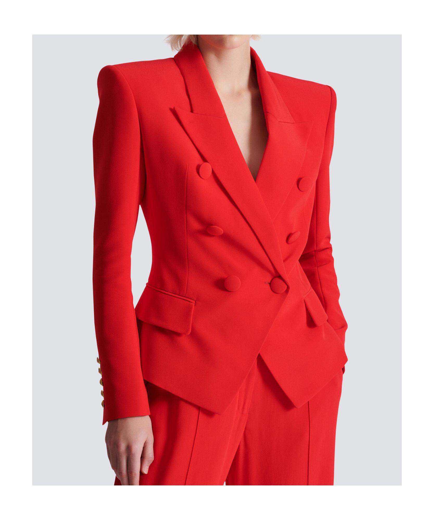 Balmain Lapels Double-breasted Blazer Peak In Red