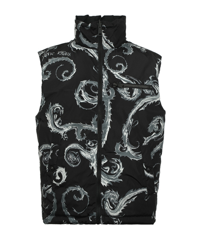 Versace Jeans Double-sided Down Vest In Black