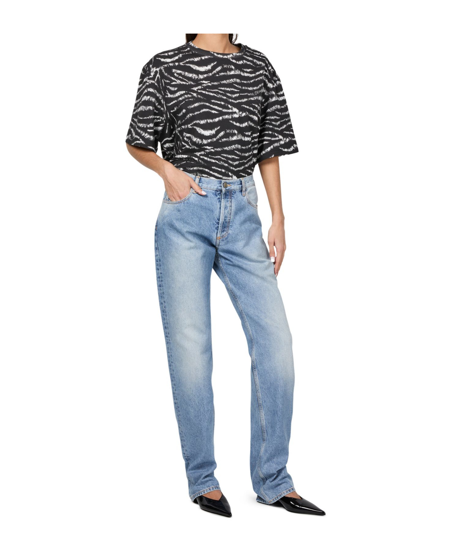Attico Pantaloni Lunghi Straight Leg In Blue