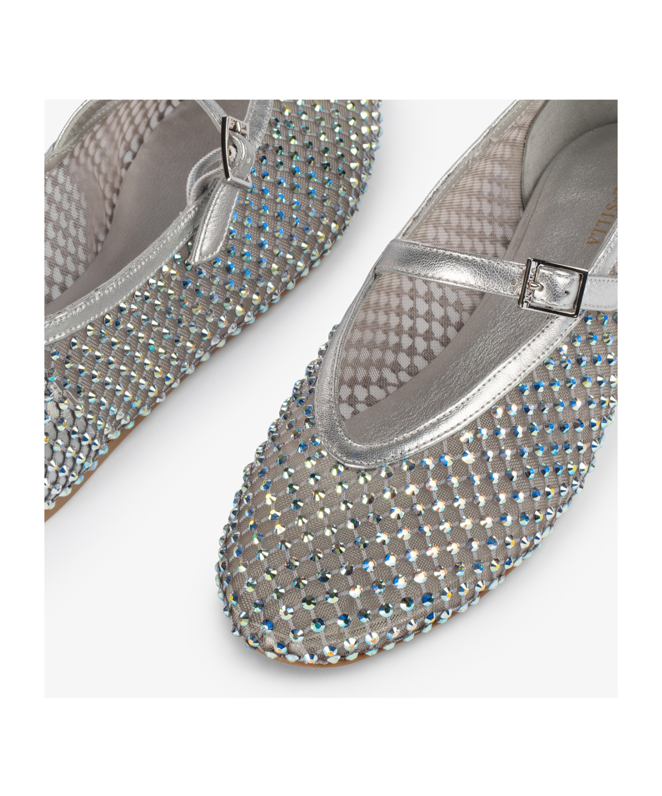 Le Silla Gilda Crystal-embellished Ballet Flats In Silver