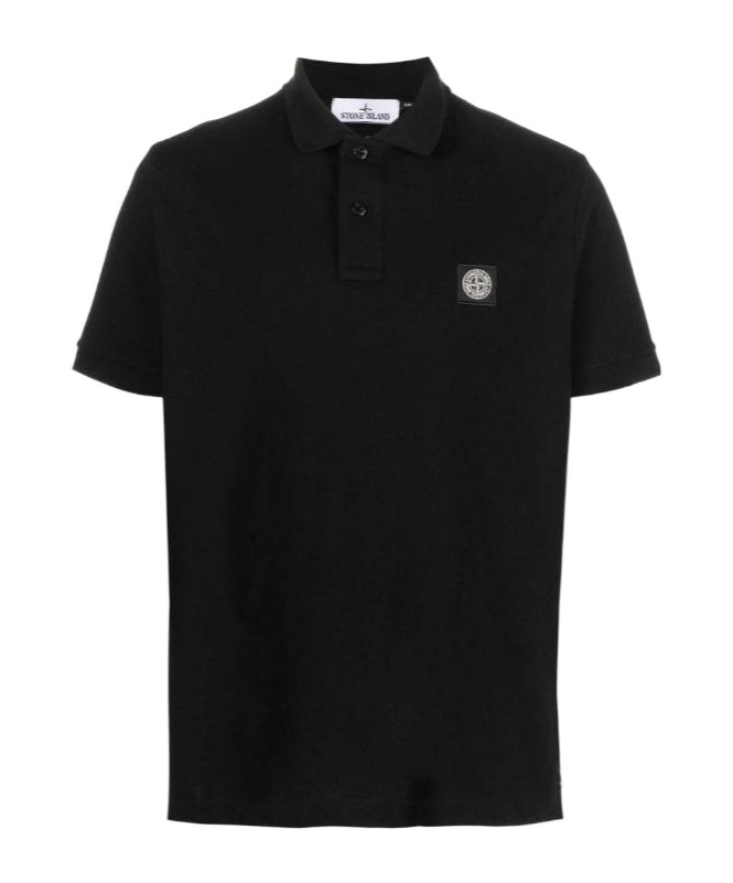 Shop Stone Island Compass Patch Short-sleeved Polo Shirt In Black