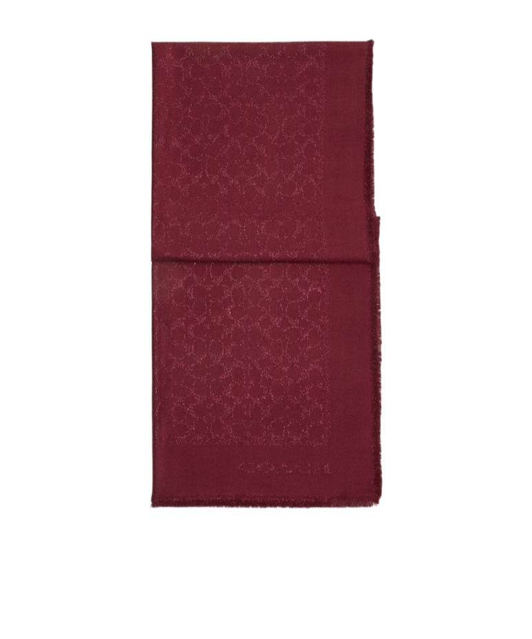 Coach Signature Metallic Oblong Scarf In Red