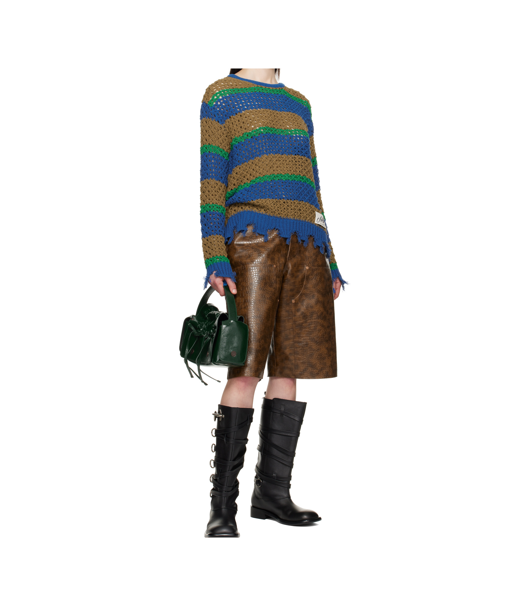 Andersson Bell Multicolor Damaged Stripe Sweater In Multi-color