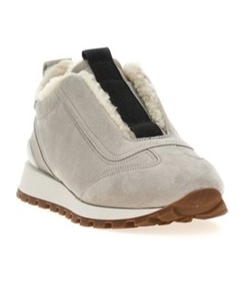 Brunello Cucinelli Monili Chain-detail Suede Sneakers In Nude