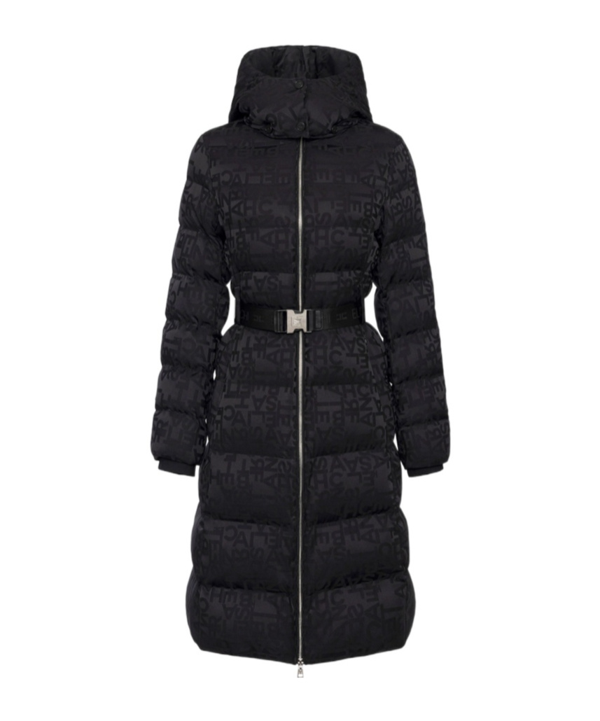 ELISABETTA FRANCHI ELISABETTA FRANCHI LOGO JACQUARD LONG DOWN JACKET