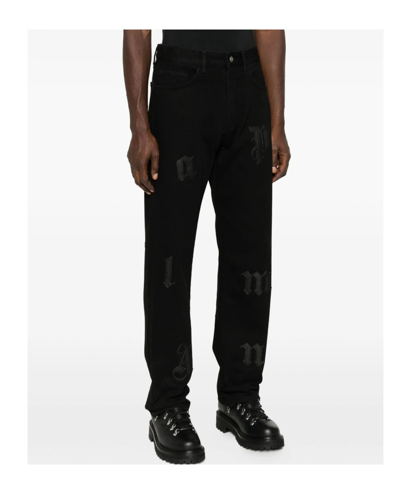 Palm Angels Logo-detail Jeans In Black
