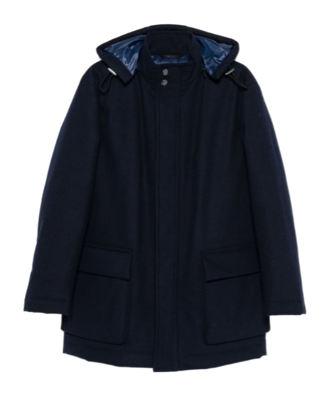 Hugo Boss Flannel Padded Coat In Black