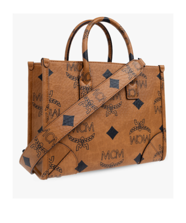 Mcm Logo Logo Shoulder Bag In Brown