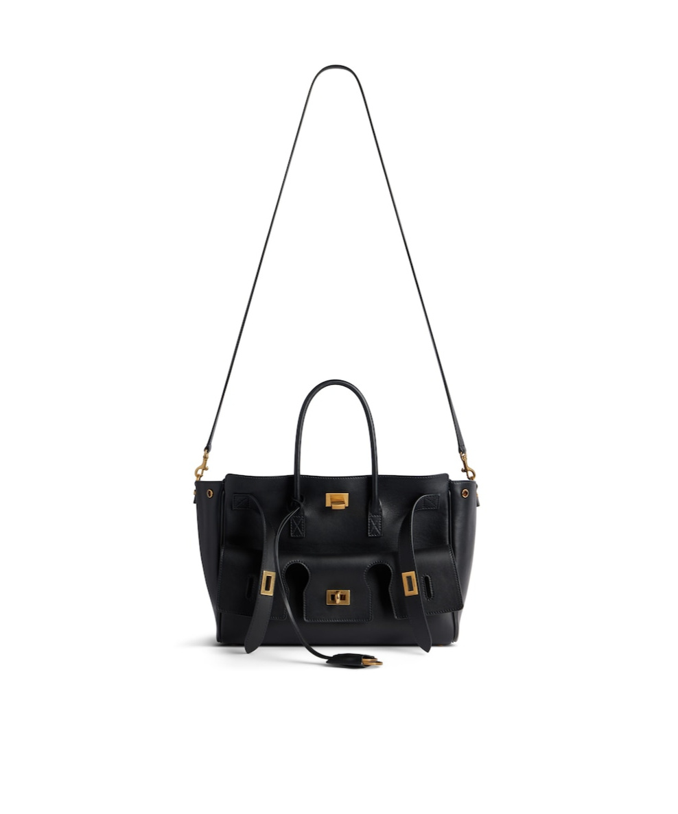 Balenciaga Women Black Leather Small Carry All Bel Air Shopping Bag In Black