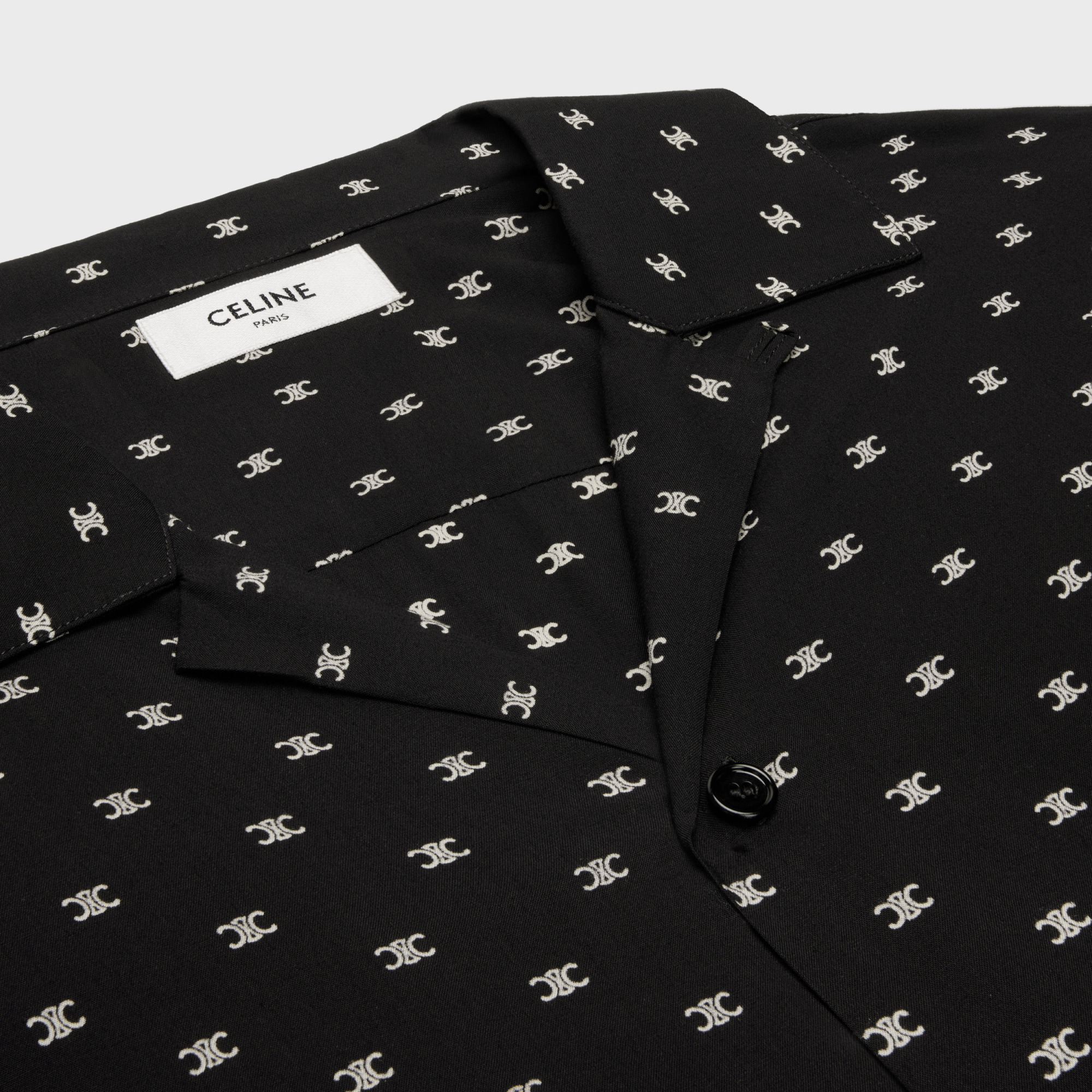 Celine Hawaiian Shirt With Viscose Print In Black