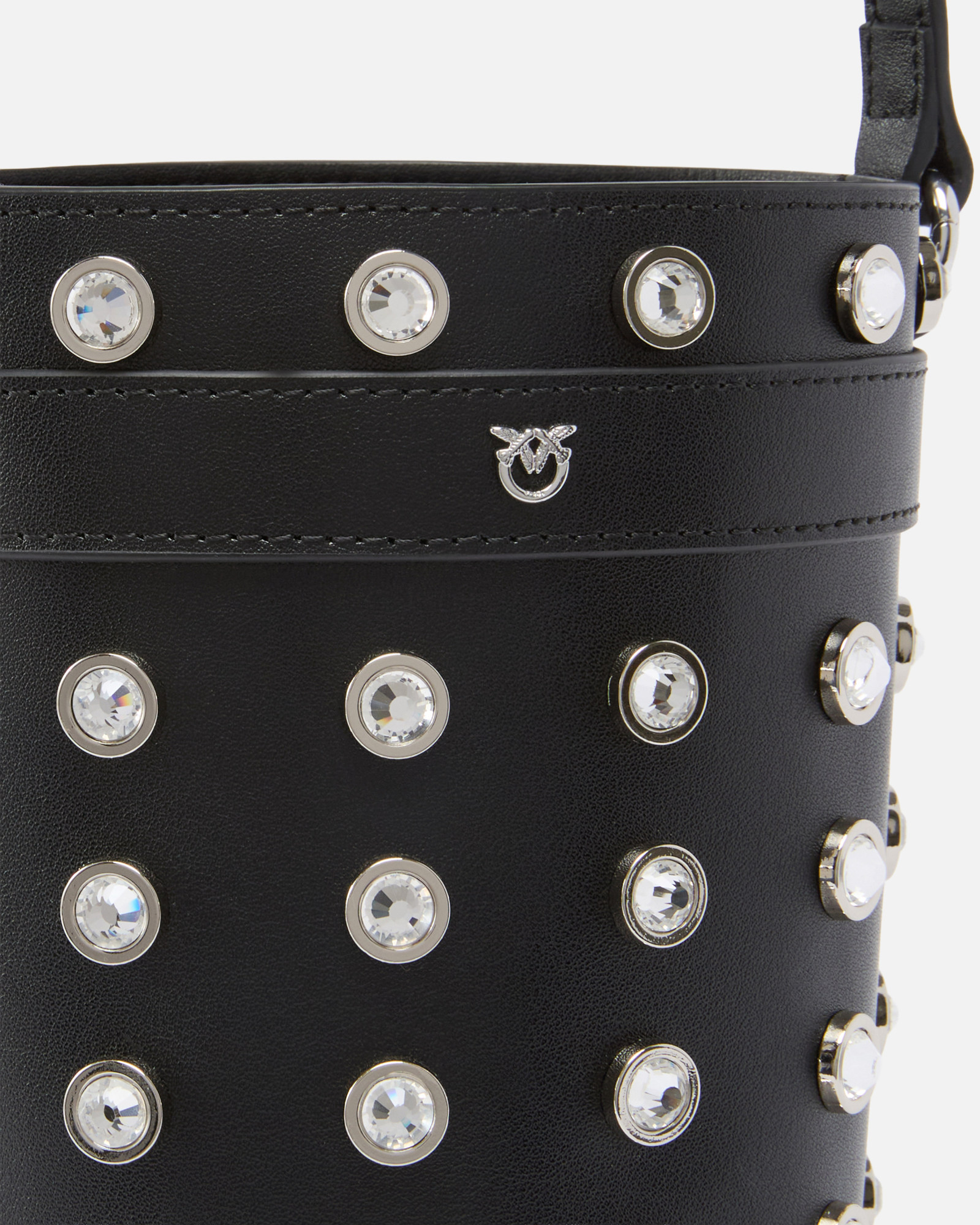 Pinko Mini Bucket Pelle Strass In Black