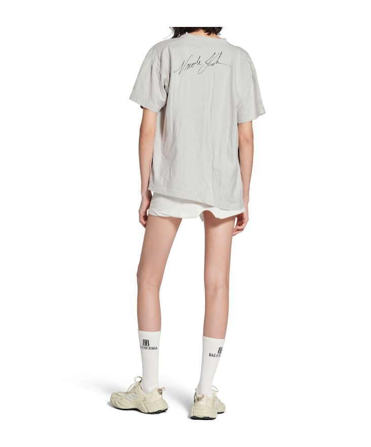 Balenciaga Nicole Printed Jersey T-shirt In Dirty White