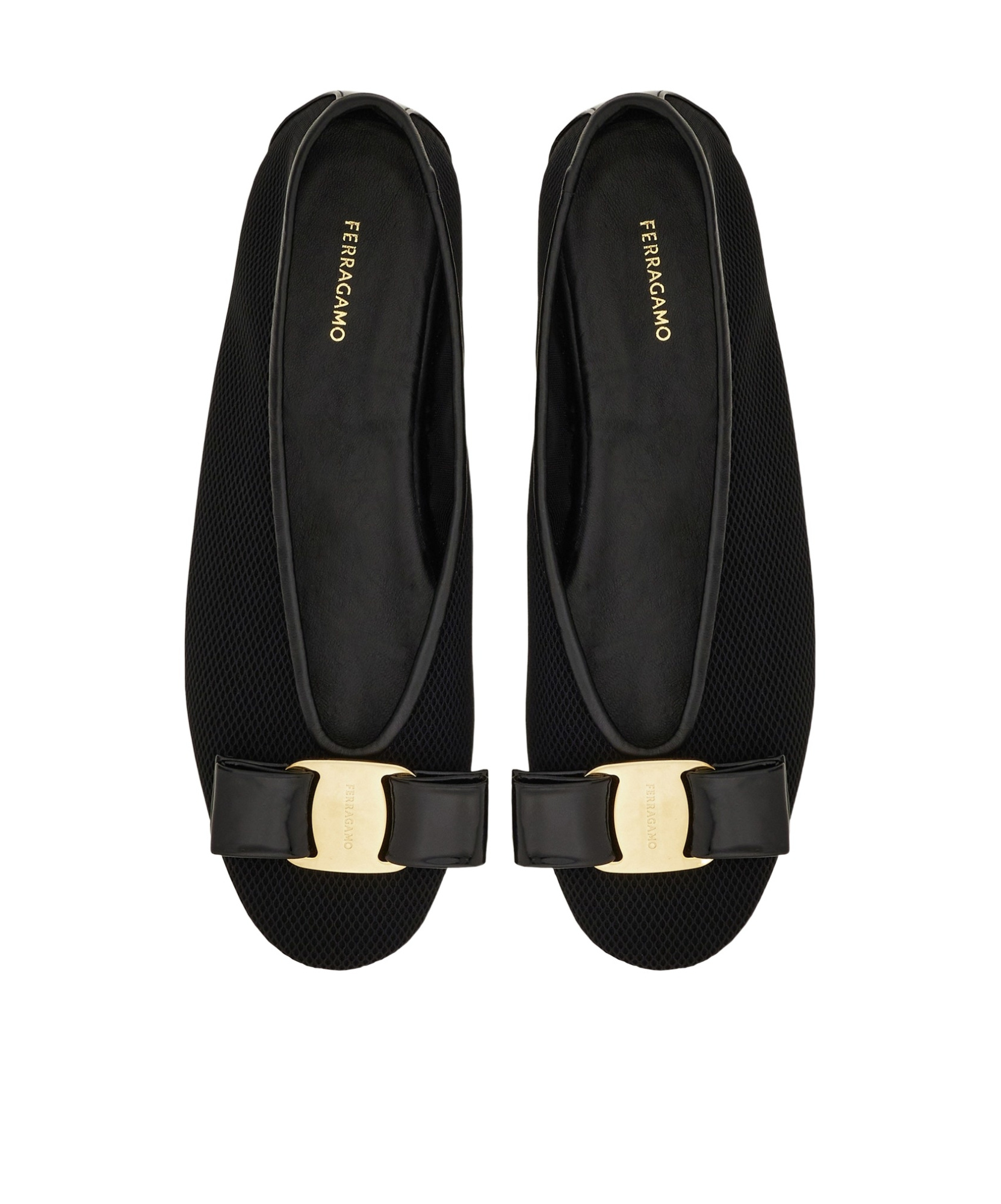 Ferragamo Vanna V Ballerinas In Velvet In Black