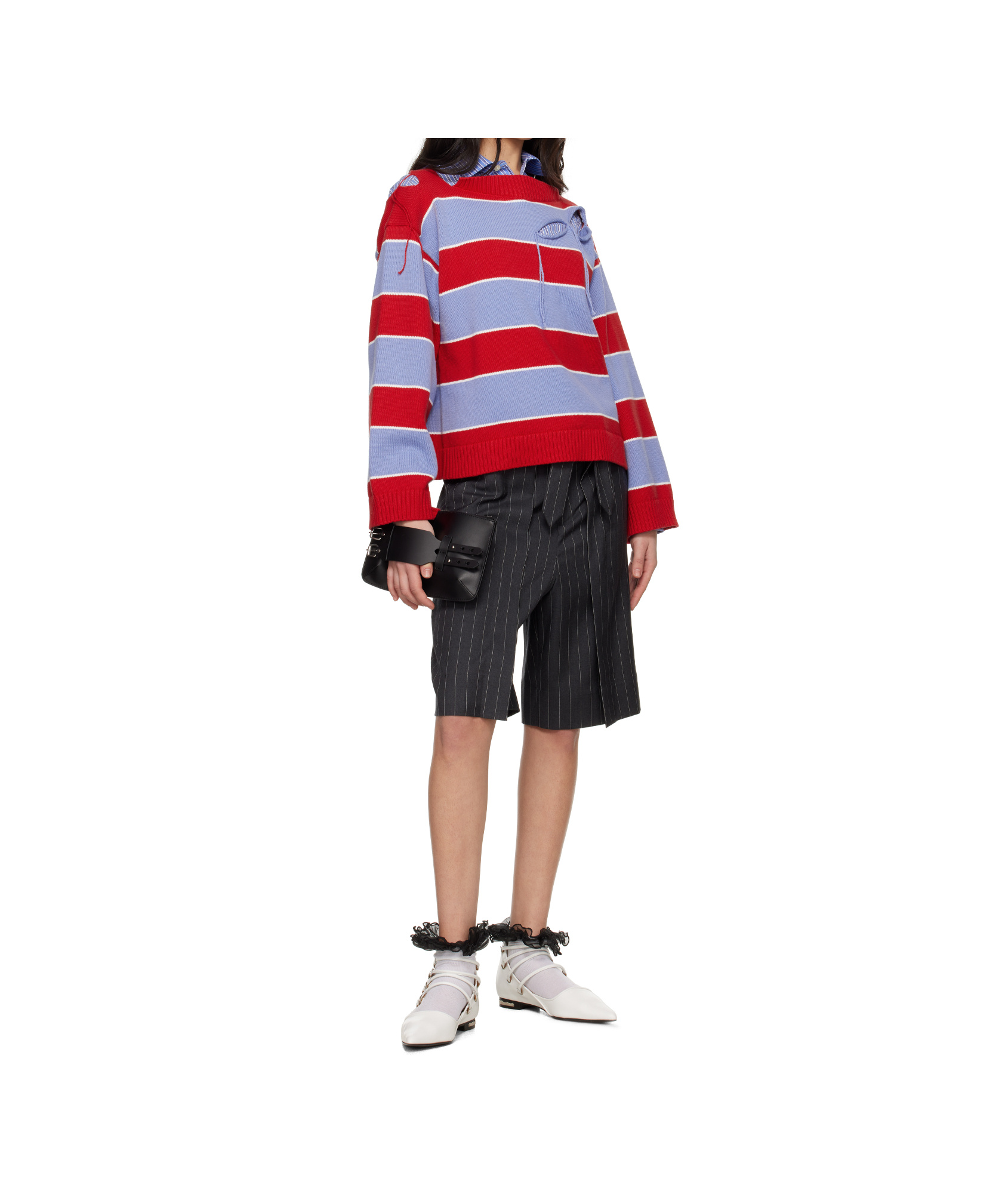 Charles Jeffrrey Loverboy Slash Stripe Sweater In Red