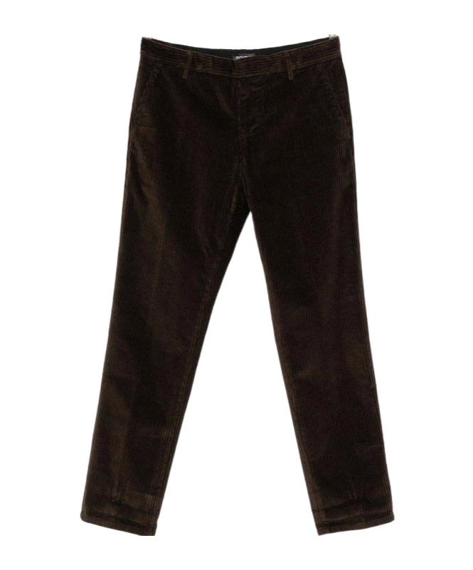 Dondup Corduroy Textured Brown Pants In Black