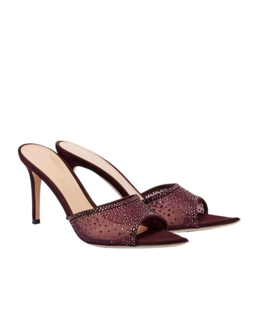 Gianvito Rossi Rania 85 Crystal-embellished Mules In Brown
