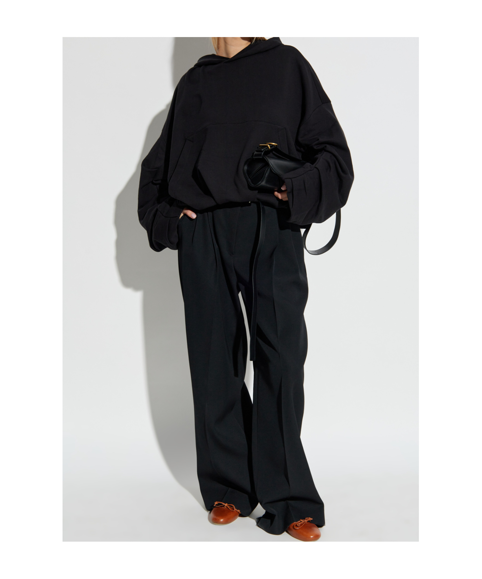 Dries Van Noten Oversized Draped Black Sweatshirt In Black