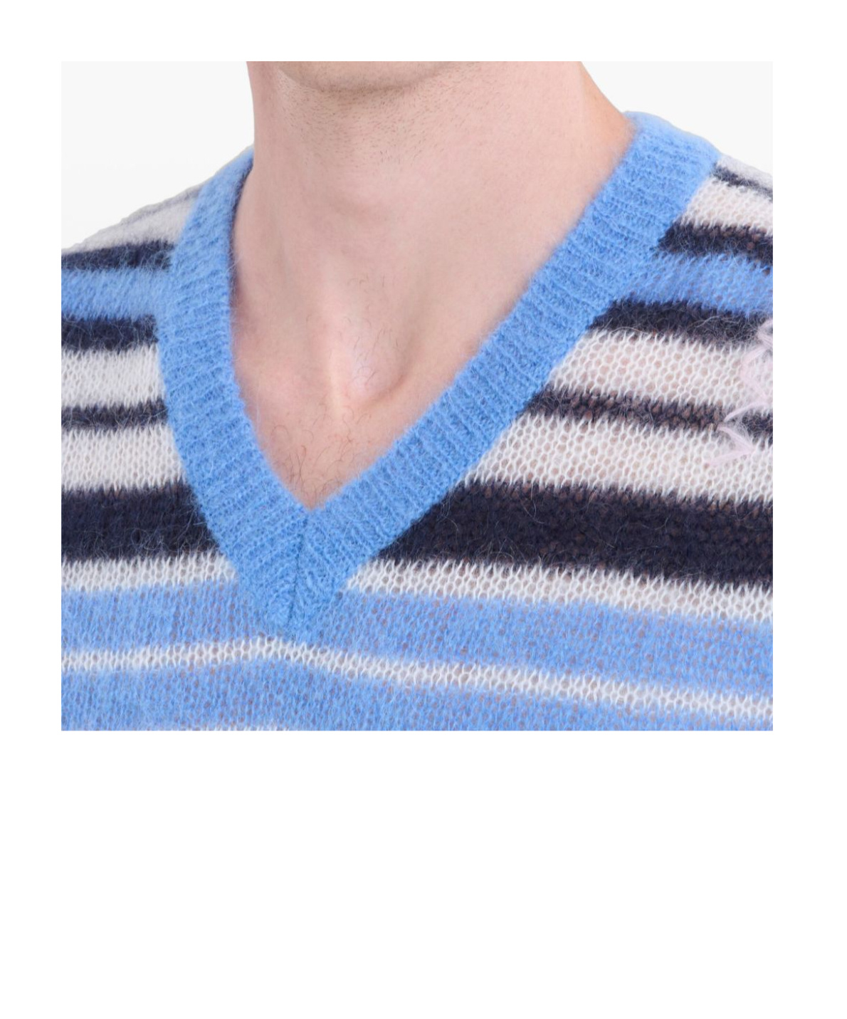Marni Mens Striped-print V-neck Relaxed-fit Wool-blend Vest Blue Lilac In Blue