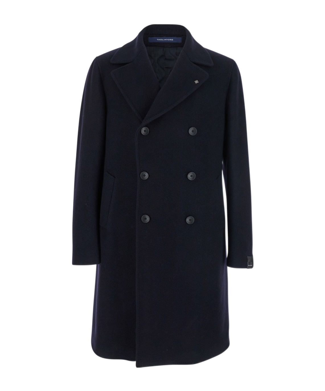 Tagliatore 'arden' Blue Long Double-breasted Coat In Black