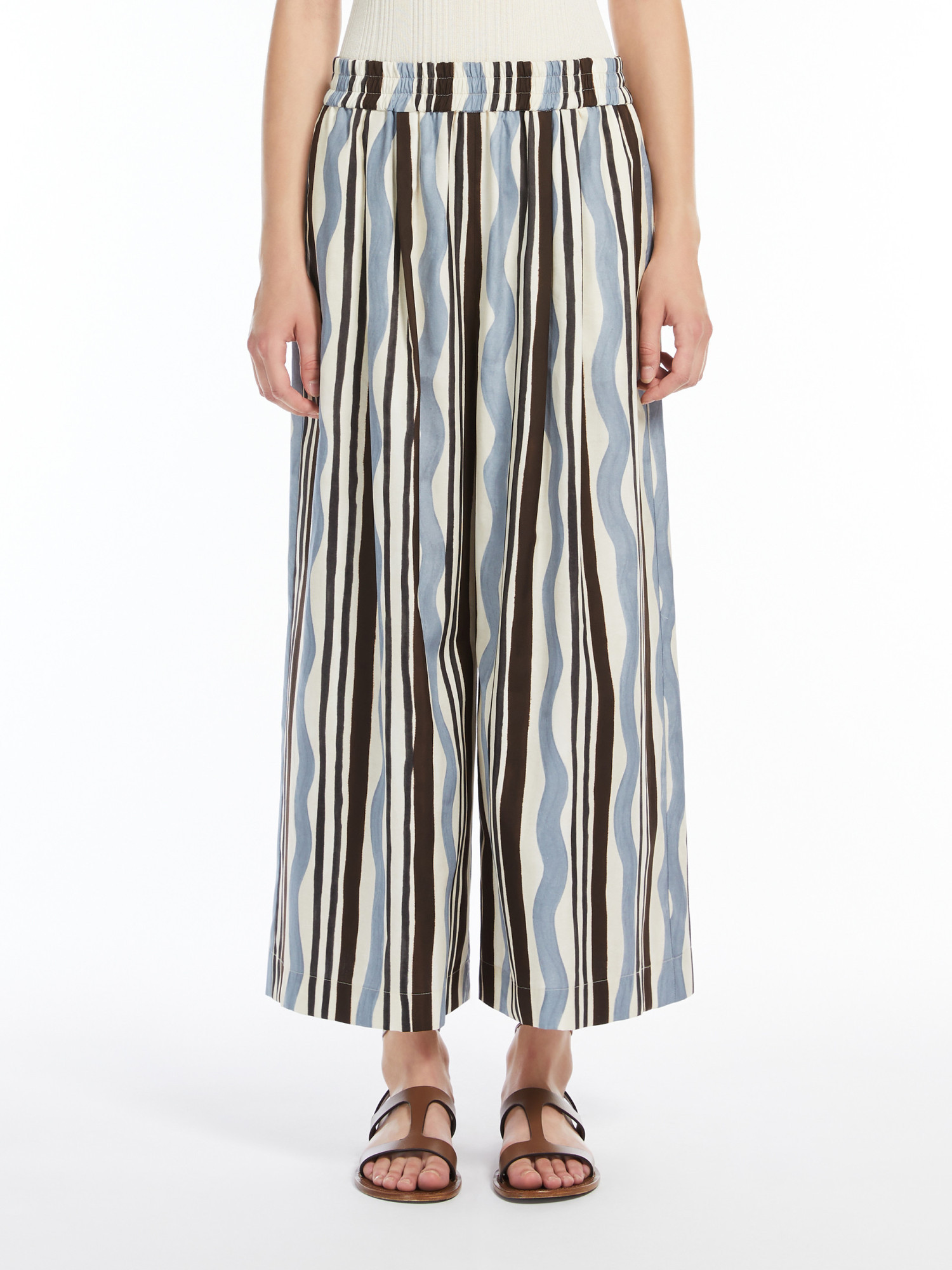 Weekend Max Mara Pantalon En Popeline Imprimée In Multicolor