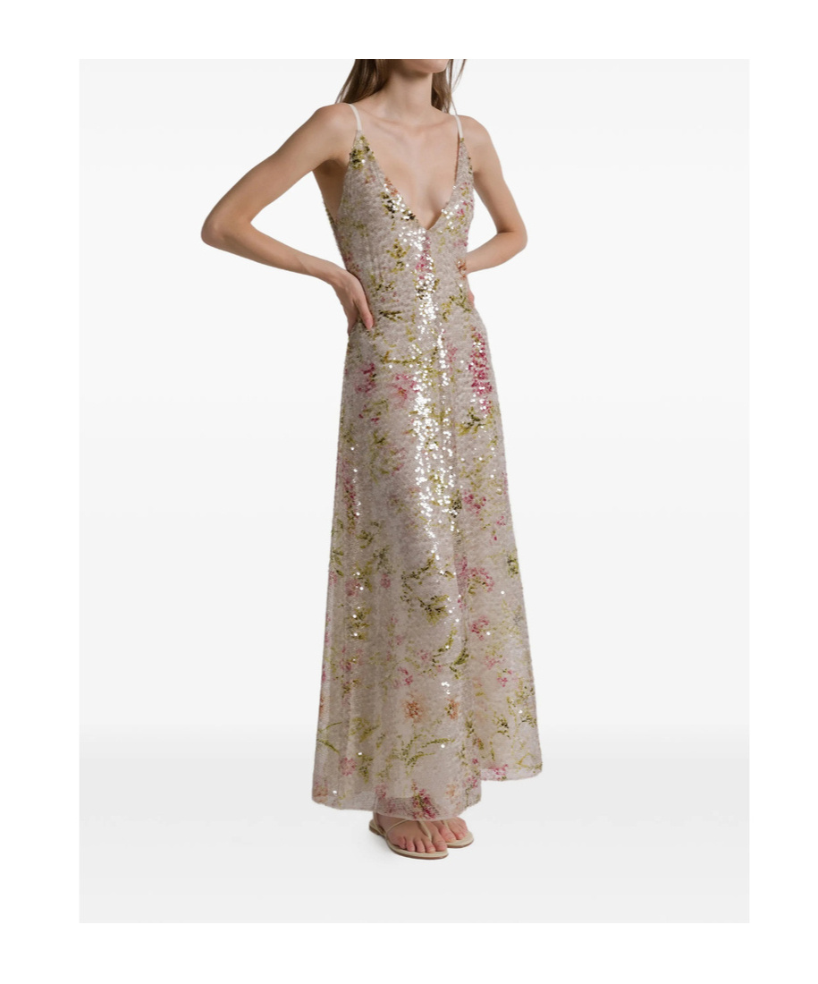 Alberta Ferretti Printed Sequins Long Dress Clothing In Multi