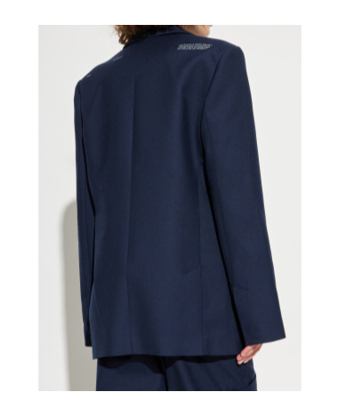 Off-white Logo-patch Single-breasted Blazer In Blue