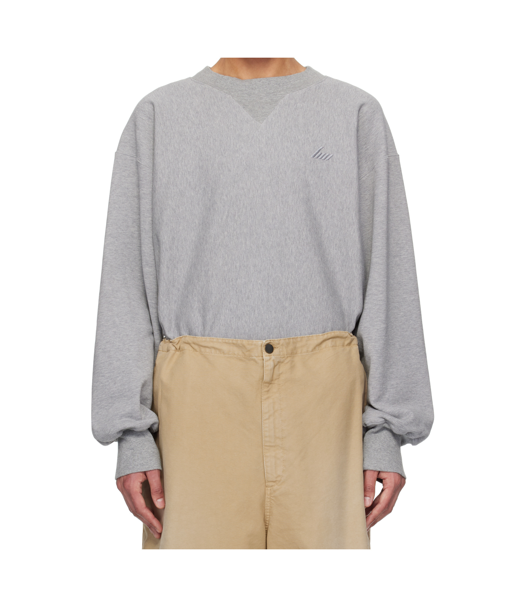 Hed Mayner Gray Embroidered Sweatshirt In Grey
