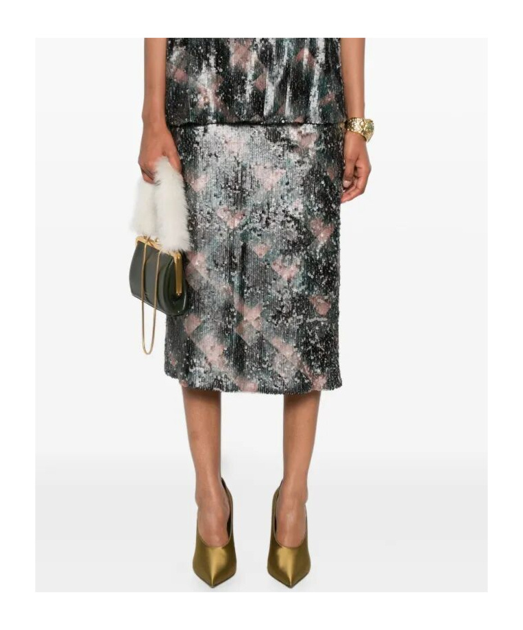Dries Van Noten Mid-length Skirt Sequin Detail In Gray