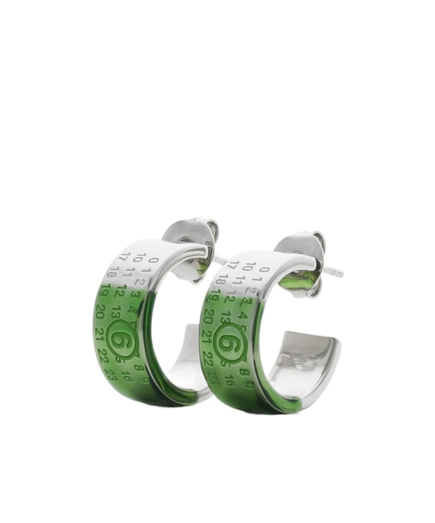 Mm6 Maison Margiela Numeric-engraved Signature Earrings In Green