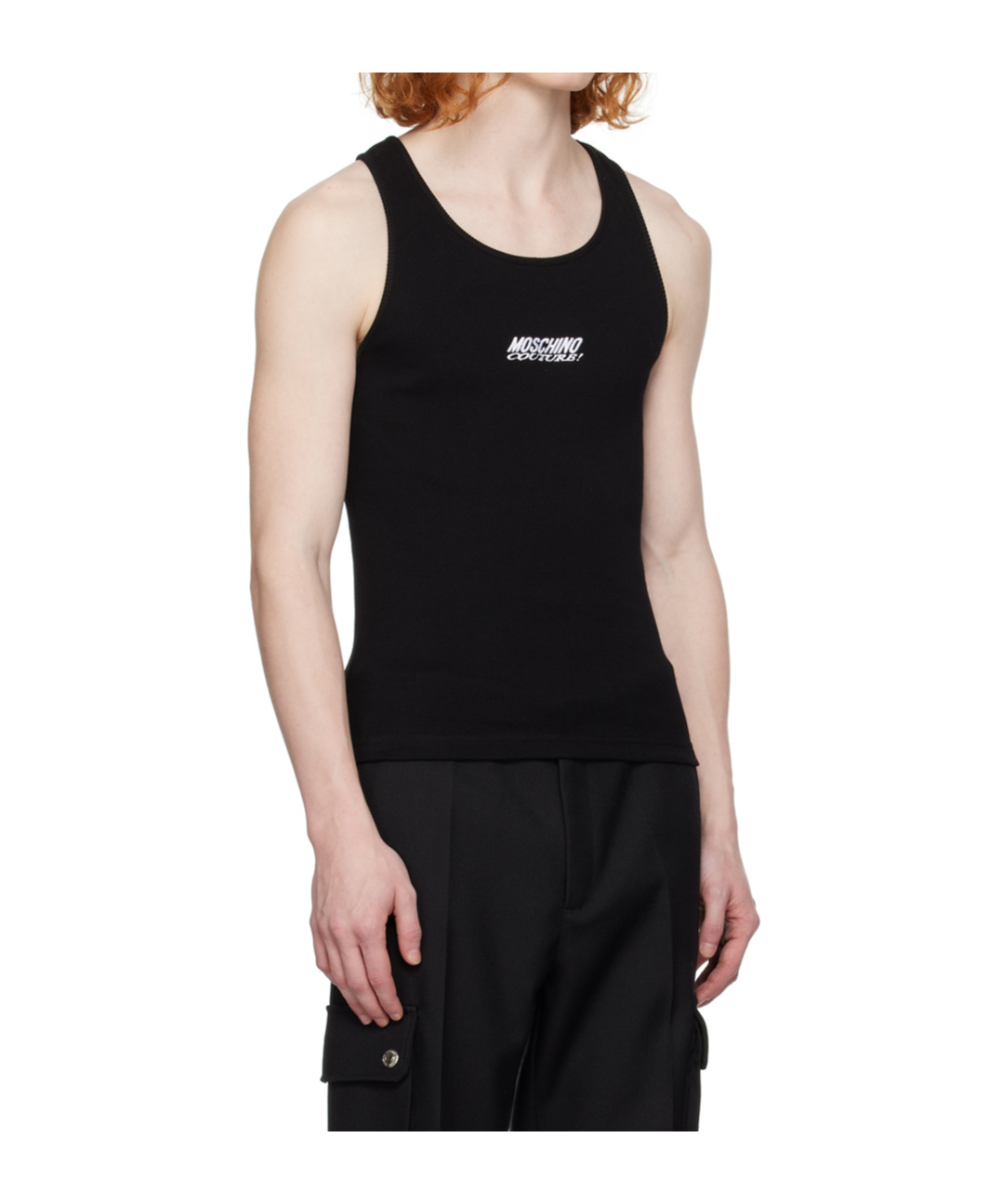 Moschino Round Collar Logo Vest In Black